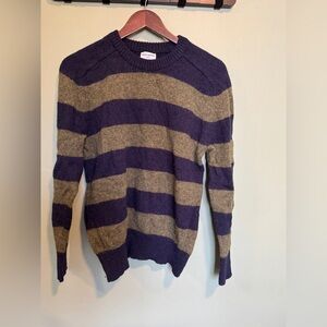 Spier and Mackay 100% Brushed Shetland Wool Striped Crewneck Sweater
